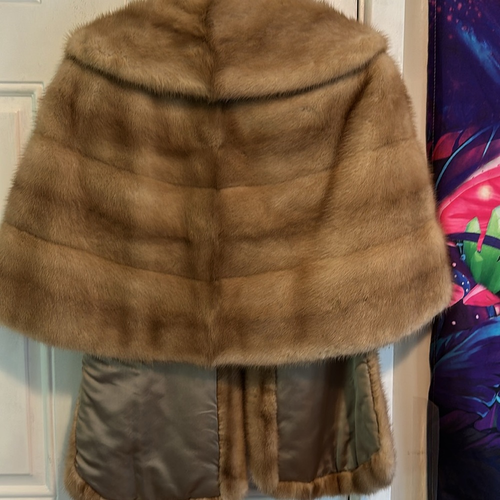 Luxurious Brown Mink Coat Shawl Wrap Vintage Kauffmans Los Angeles - Picture 7 of 9
